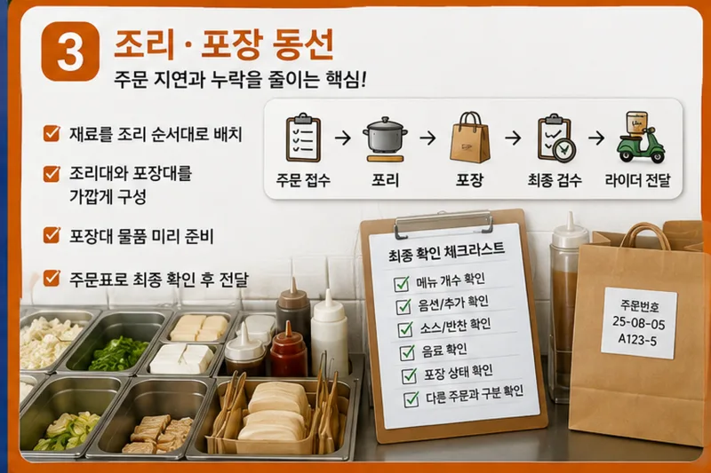 조리·포장 동선 - 주문 지연과 누락을 줄이는 구간