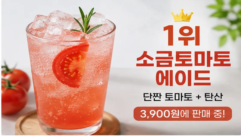 소금토마토 에이드 - 토마토에 단짠과 탄산을 더한 여름 음료