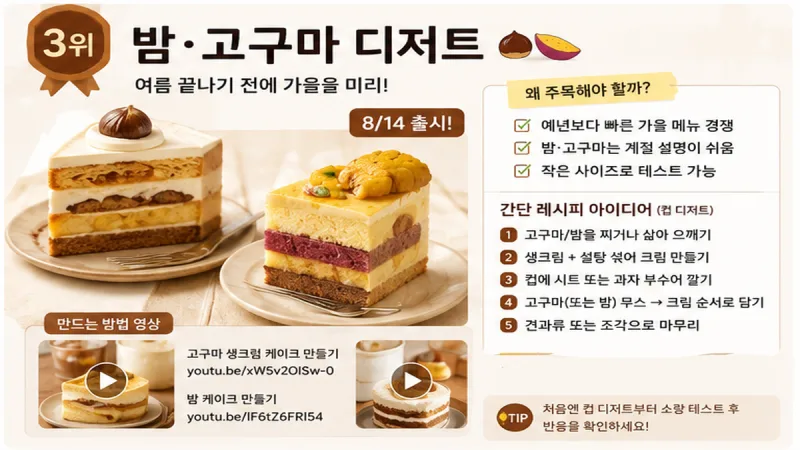 밤과 고구마 생크림 케이크, 가을 시즌 메뉴