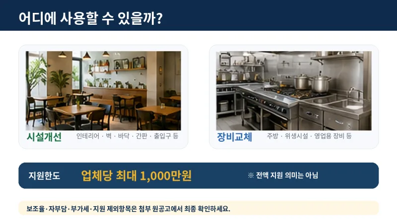 홍천 시설개선 지원 항목