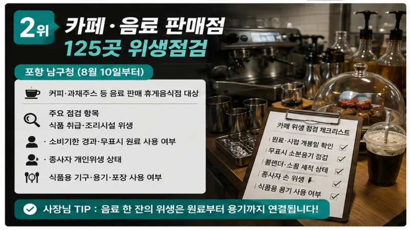 포항시 남구청이 카페와 음료 판매점 125곳 위생점검에 들어갔다