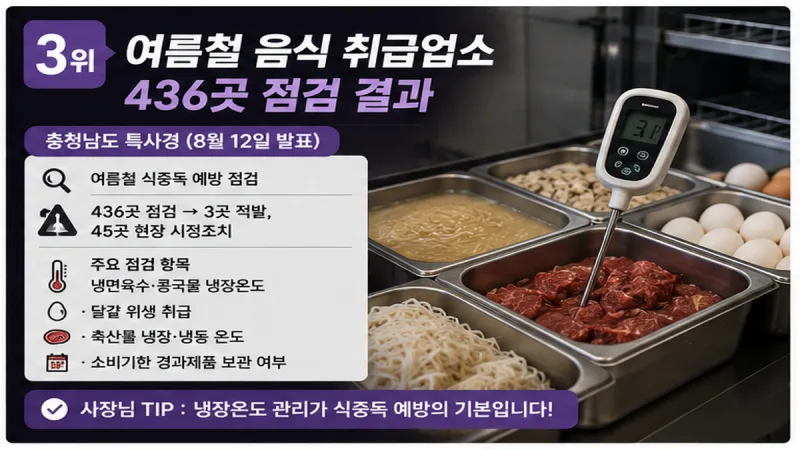 충남 특별사법경찰이 여름철 음식 취급업소 436곳을 점검했다