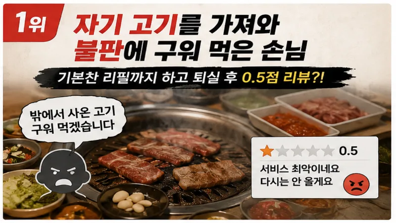 고깃집에 외부 고기를 가져와 매장 불판에서 구운 손님 사례