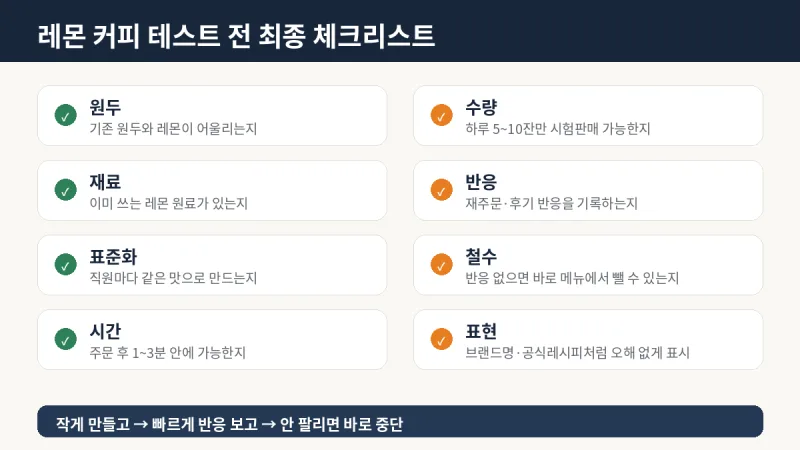 레몬 커피 도입 전 최종 체크리스트