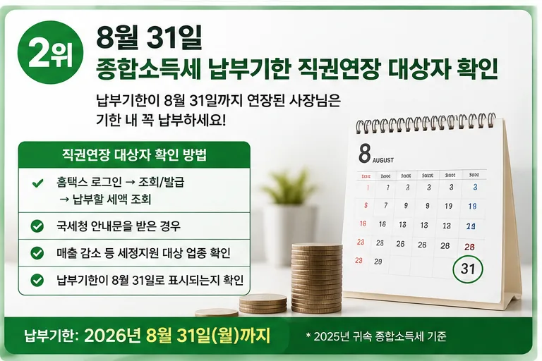 종합소득세 납부기한 직권연장 8월 31일