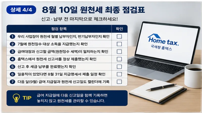 원천세 신고 전 최종 점검표
